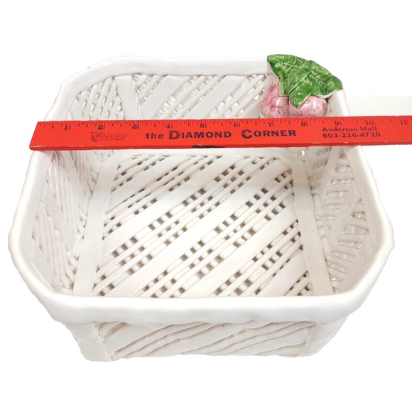 Vintage Ceramic Pottery Basket Fruit Bowl Savoir Vivre Made in Portugal w Fruit - Picture 5 of 12